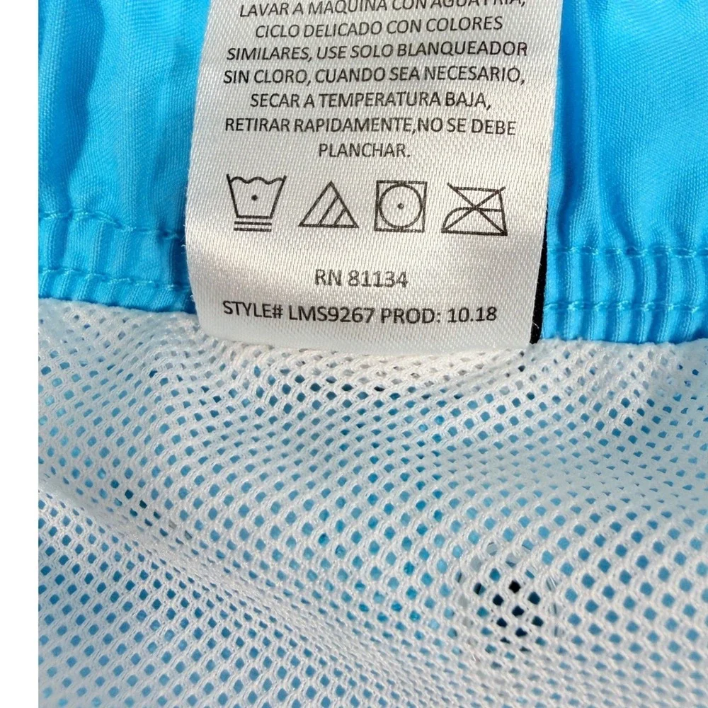 Laguna Swim Trunks Mens Large Blue Neon‎ Drawstring Mesh Lined Board Shorts
